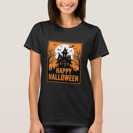 ハロウィン+お化け屋敷+シルエット+ベクター+デザイン_1 Tシャツ (正面)