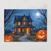 ハロウィン お化け屋敷 ジャックオーランタン 水彩画 シーズンポストカード (正面)