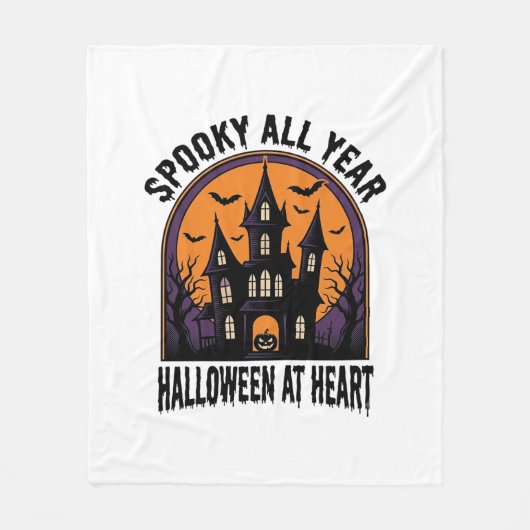 ハロウィン お化け屋敷 ビンテージ 彫刻 スプーキー アート フリースブランケット (正面)