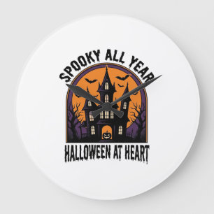 ハロウィン お化け屋敷 ビンテージ 彫刻 スプーキー アート ラージ壁時計
