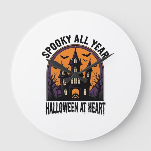 ハロウィン お化け屋敷 ビンテージ 彫刻 スプーキー アート ラージ壁時計 (正面)