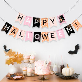 ハロウィン お化け屋敷 ピンク オレンジ 黒 バンティングフラッグ
