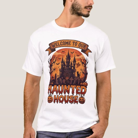 ハロウィン お化け屋敷 フルムーン パンプキン_ Tシャツ (正面)