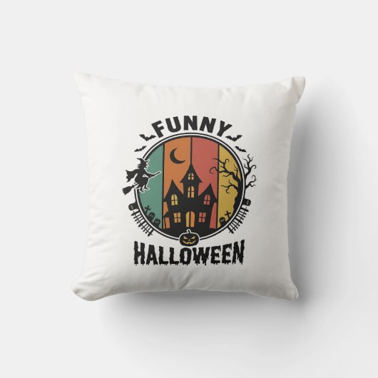 ハロウィン お化け屋敷 レトロ ベクター デザイン 面白い クッション (正面)