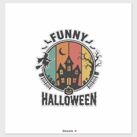ハロウィン お化け屋敷 レトロ ベクター デザイン 面白い シール (シート)