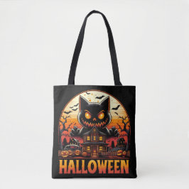 ハロウィン お化け屋敷 怪しい黒猫 トートバッグ