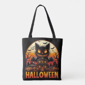ハロウィン お化け屋敷 怪しい黒猫 トートバッグ (裏面)