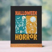 ハロウィン+お化け屋敷+月+スケルトン+デザイン_1 アクリルサイン (ニュートラル)