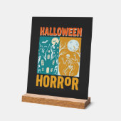 ハロウィン+お化け屋敷+月+スケルトン+デザイン_1 アクリルサイン (傾斜)