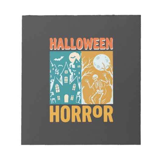 ハロウィン+お化け屋敷+月+スケルトン+デザイン_1 ノートパッド (正面)