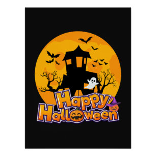 ハロウィン お化け屋敷 月 ポスター