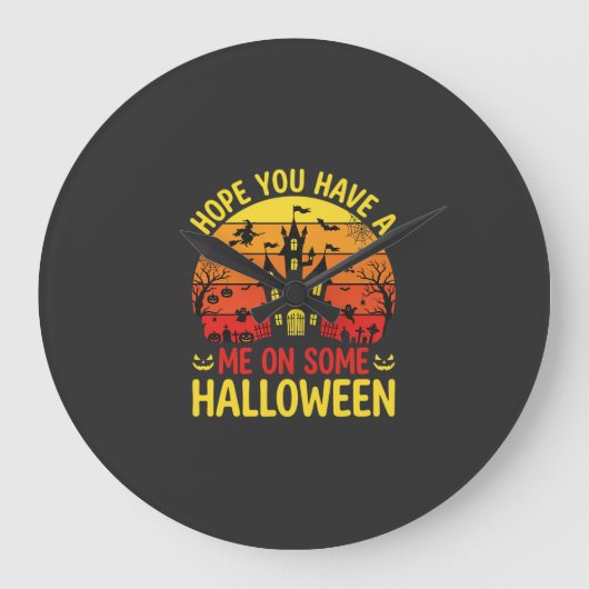 ハロウィン お化け屋敷 面白い デザイン ラージ壁時計 (正面)