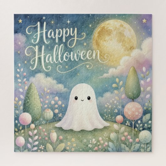 ハロウィン お化け かわいい パステル ガーデン ジグソーパズル (縦)