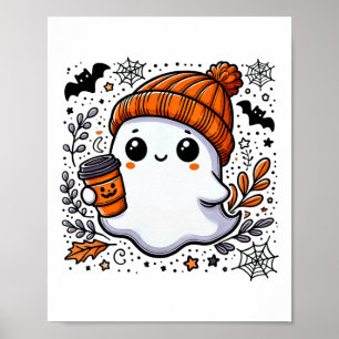 ハロウィン お化け コーヒー 女性用 かわいい ハロウィンTシャツ ポスター