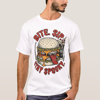 ハロウィン お化け ハンバーガー Tシャツ レトロ風 エングレーヴィング