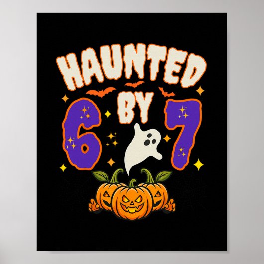 ハロウィン お化け 67 ナンバー 67 ６ ７ ミーム おもしろ ポスター (正面)