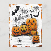 ハロウィン お祝い カボチャ コウモリ クモ シーズンポストカード (正面)