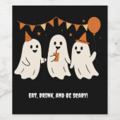 ハロウィン お茶目 白いお化け 黒いお祭り ワインラベル (シングルラベル)