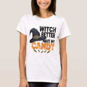 ハロウィン お菓子ちょうだい ウィッチ  Tシャツ (正面)
