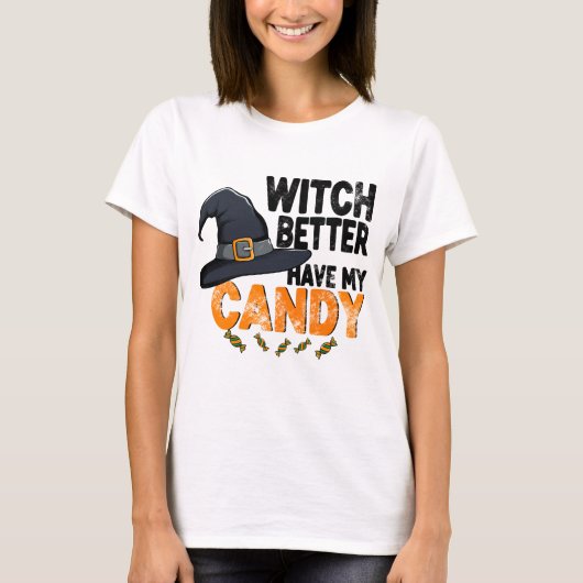 ハロウィン お菓子ちょうだい ウィッチ Tシャツ (正面)