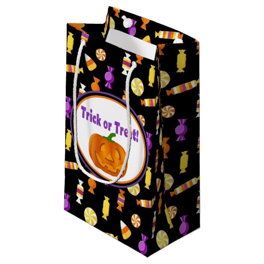 ハロウィン お菓子のパターン ペーパー スモールペーパーバッグ (正面アングル)
