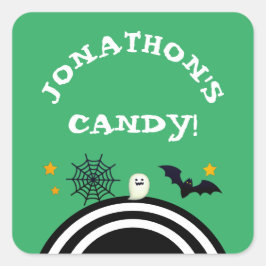 ハロウィン お菓子のパーソナライズグリーンシール 子供用 スクエアシール