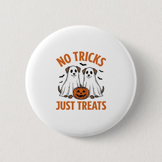 ハロウィン お菓子をあげるだけ ゴースト犬 面白い 缶バッジ (正面)