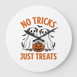 ハロウィン お菓子をあげるよ イタズラはなし ゴースト ドッグ ラージ壁時計