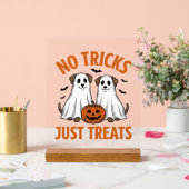 ハロウィン お菓子をあげる ゴースト犬 面白い お化け アクリルサイン (ウェディング)
