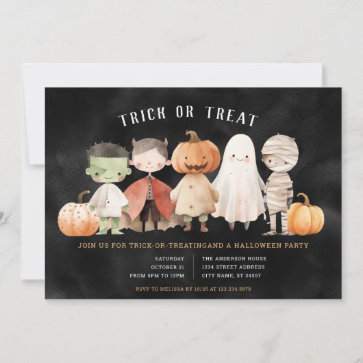 ハロウィン　お菓子をくれないか？パーティー招待状 招待状 (正面)