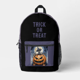 ハロウィン、お菓子をくれなきゃイタズラしちゃうぞ、怖いパンプキンプリント プリントバックパック
