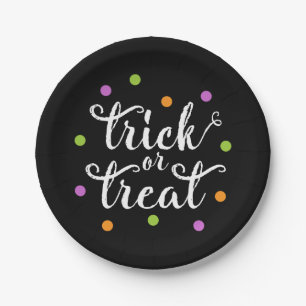 ハロウィン お菓子をくれなきゃイタズラするぞ コンフェッティ ハロウィン パーティー用紙皿 ペーパープレート