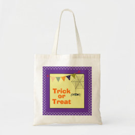 ハロウィン お菓子をもらおう クモ 紫 トートバッグ