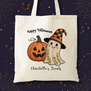 ハロウィン お菓子をもらおう パンプキン と おばけ 安い トートバッグ
