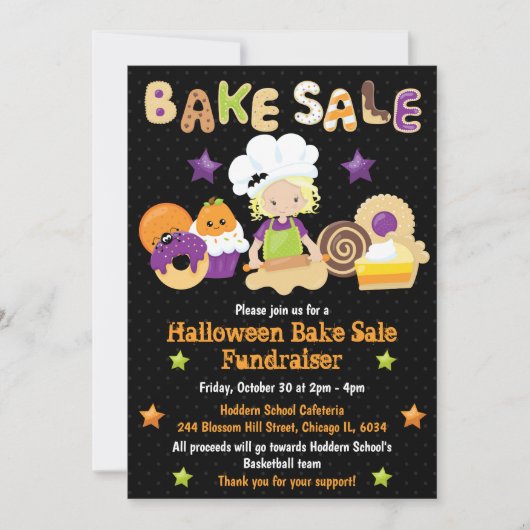 ハロウィン お菓子販売 募金イベント 招待状 (正面)