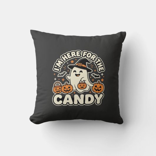 ハロウィン お菓子 ゴースト カボチャ デザイン クッション (正面)