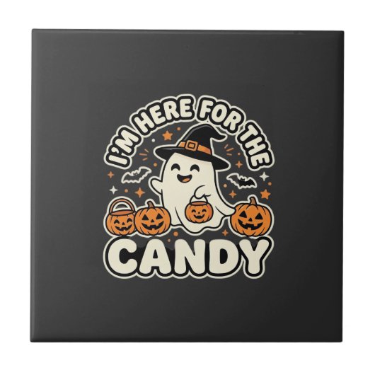 ハロウィン お菓子 ゴースト カボチャ デザイン タイル (正面)