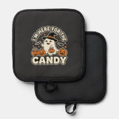 ハロウィン お菓子 ゴースト カボチャ デザイン 鍋敷き (正面/裏面)
