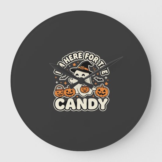 ハロウィン お菓子 ゴースト パンプキン デザイン ラージ壁時計 (正面)