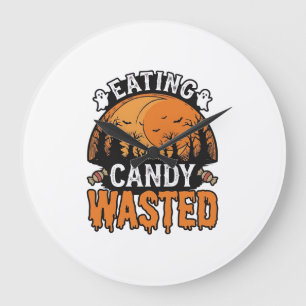 ハロウィン お菓子 無駄 ビンテージ スプーキー Tシャツ デザイン ラージ壁時計