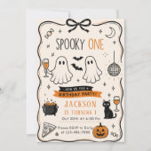 ハロウィン お誕生日おめでとう スプーキー ワン 招待状 (正面)