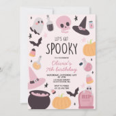ハロウィン お誕生日おめでとう ピンク 招待状 (正面)