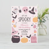 ハロウィン お誕生日おめでとう ピンク 招待状 (スタンド正面)
