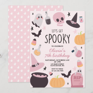 ハロウィン お誕生日おめでとう ピンク 招待状