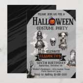 ハロウィン お誕生日会 ガーリー女子会 招待状 (正面/裏面)