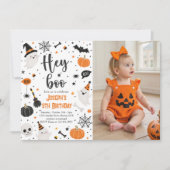 ハロウィン お誕生日会 グルービー ゴースト Hey Boo 招待状 (正面)