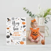 ハロウィン お誕生日会 グルービー ゴースト Hey Boo 招待状 (スタンド正面)