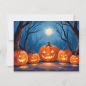 ハロウィン かぼちゃのランタン 水彩画 シーズンカード (正面)