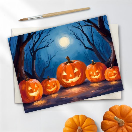 ハロウィン かぼちゃのランタン 水彩画 シーズンカード