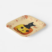 ハロウィン かぼちゃの上のネコ 枕 ペーパープレート (傾斜あり)